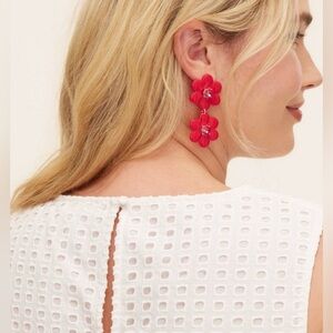 Kate Spade x Target Floral Linear Red Earrings • NIB